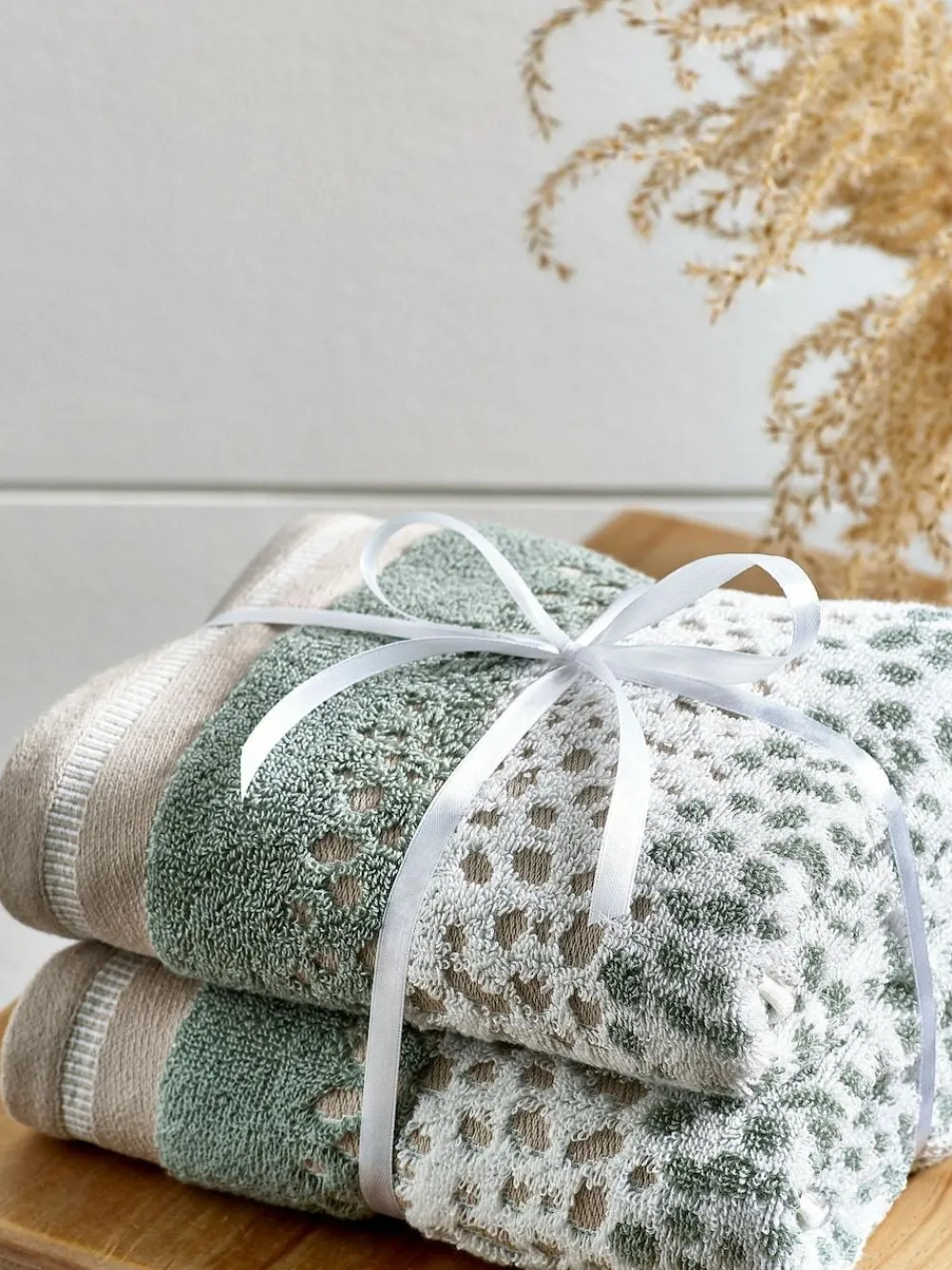 Best Next Set of 2 Hand Towels 100% Cotton Sage Green