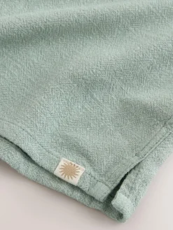 New Next Short Sleeves Linen Blend Revere Collar Shirt (3mths-7yrs) Sage Green