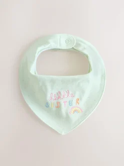 Clearance Next 2 Pack Family Baby Bibs sage green sister
