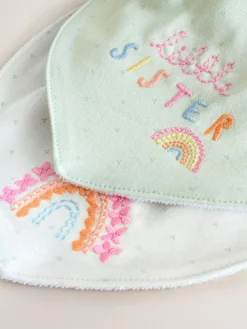 Clearance Next 2 Pack Family Baby Bibs sage green sister