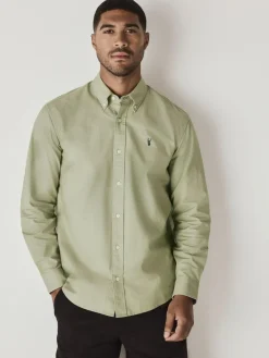 Next Sage Green Slim Fit Long Sleeve Oxford Shirt^ Shirts