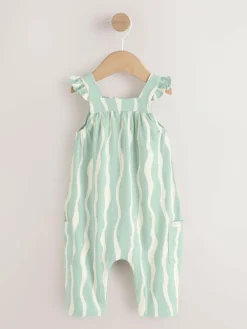 Clearance Next Baby Long Leg Jersey Romper (0mths-3yrs) Sage Green Stripe