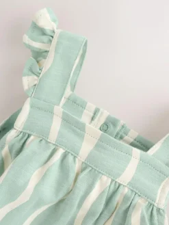 Clearance Next Baby Long Leg Jersey Romper (0mths-3yrs) Sage Green Stripe