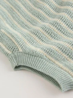 Sale Next Knitted Top and Shorts Baby Set (0mths-2yrs) Sage Green Stripe