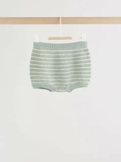 Sale Next Knitted Top and Shorts Baby Set (0mths-2yrs) Sage Green Stripe