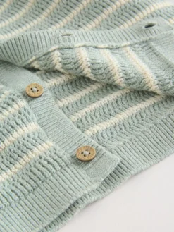 Sale Next Knitted Top and Shorts Baby Set (0mths-2yrs) Sage Green Stripe