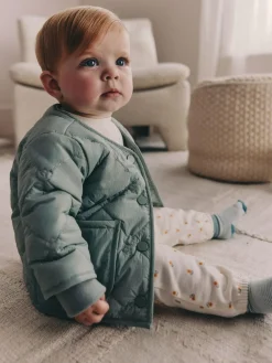 Next Sage Green Tulip Quilted Nylon Baby Jacket (0mths-2yrs)^ Coats, Jackets & Pramsuits|Coats, Jackets & Pramsuits