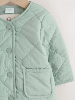Next Sage Green Tulip Quilted Nylon Baby Jacket (0mths-2yrs)^ Coats, Jackets & Pramsuits|Coats, Jackets & Pramsuits