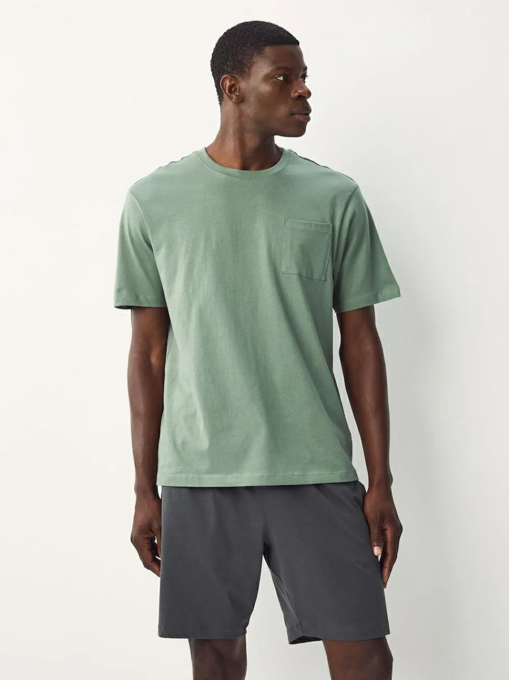 Best Next Sage Green/Slate Grey Jersey Short Pyjamas Set 2 Pack