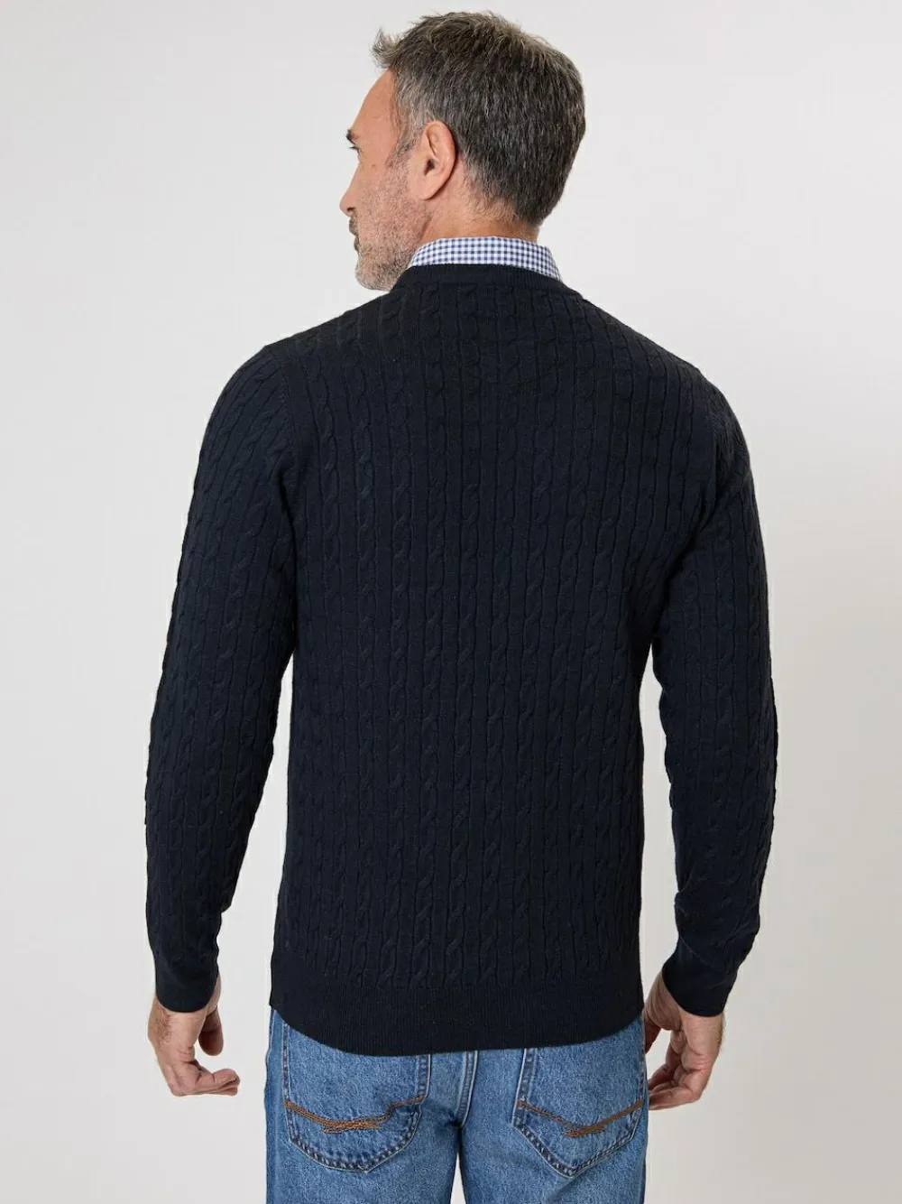 Sale Saltwell Cable Knit Mock Shirt Jumper Blue