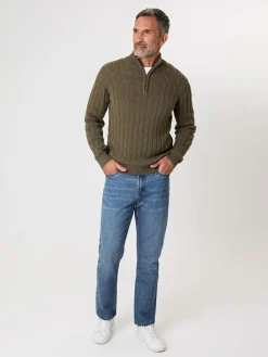 Online Saltwell Cable Knit Quarter Zip Jumper Green