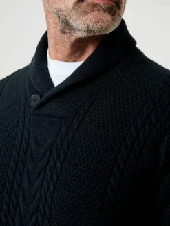 Discount Saltwell Cable Knit Shawl Neck Jumper Blue