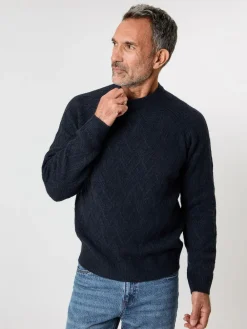 New Saltwell Textured Knit Crew Neck Jumper Blue