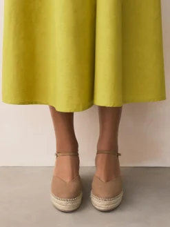 Discount Next Standard/Wide Fit Closed Toe Platform Espadrille Wedges Sand