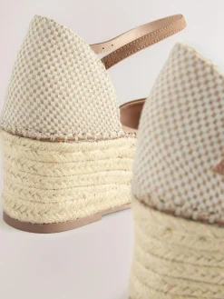 Discount Next Standard/Wide Fit Closed Toe Platform Espadrille Wedges Sand