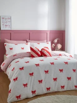 Sassy B Pink Dotty Bows So Soft Reversible Duvet Cover Set^ Branded Bedlinen