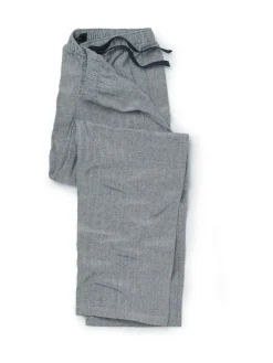 Discount Savile Row Company Blue Brushed Cotton Twill Herringbone Pyjama Bottoms