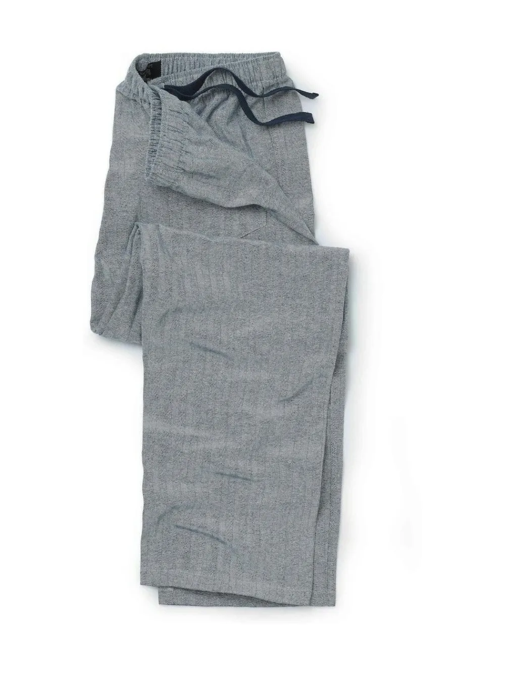 Discount Savile Row Company Blue Brushed Cotton Twill Herringbone Pyjama Bottoms