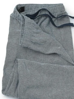 Discount Savile Row Company Blue Brushed Cotton Twill Herringbone Pyjama Bottoms