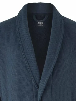 New Savile Row Company Cotton Waffle Dressing Gown With Terry Lining Blue