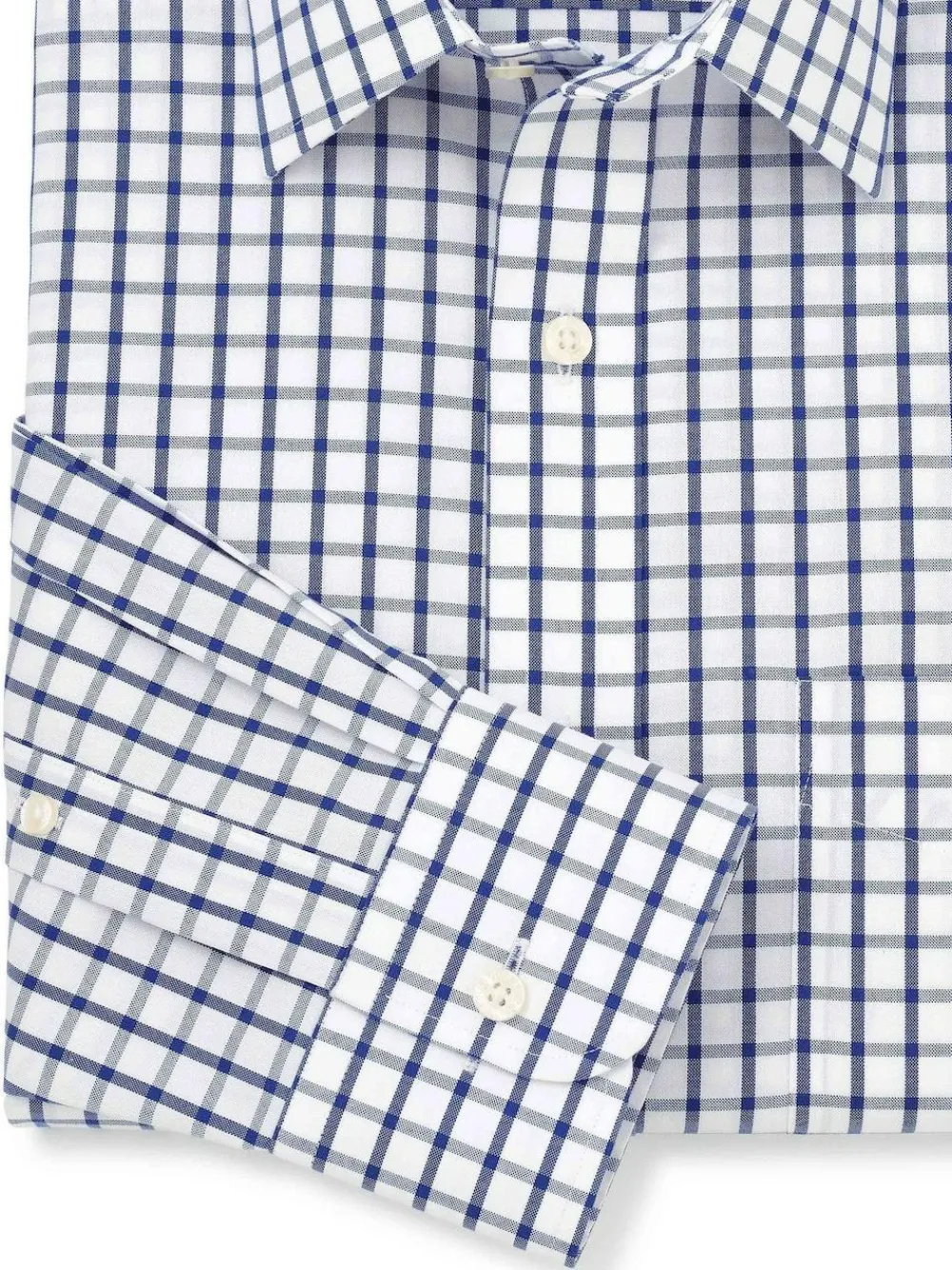 New Savile Row Company Blue Classic Fit Check Non-Iron Single Cuff Formal Shirt