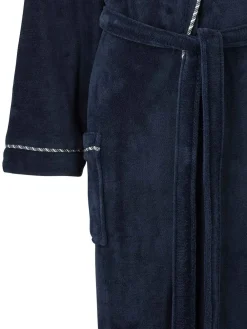 Discount Savile Row Company Lightweight Soft Fleece Rope Edge Dressing Gown Blue