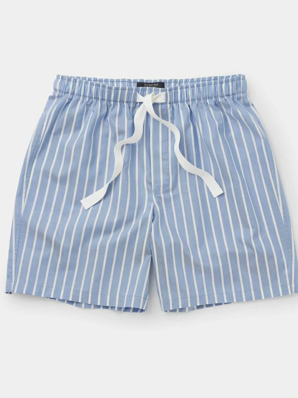 Sale Savile Row Company Blue Twill Wide Stripe Cotton Lounge Shorts