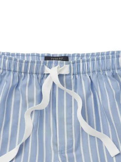 Sale Savile Row Company Blue Twill Wide Stripe Cotton Lounge Shorts
