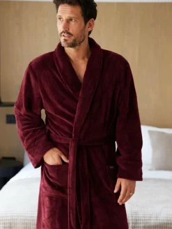 Online Savile Row Company Red Lightweight Soft Fleece Dressing Gown