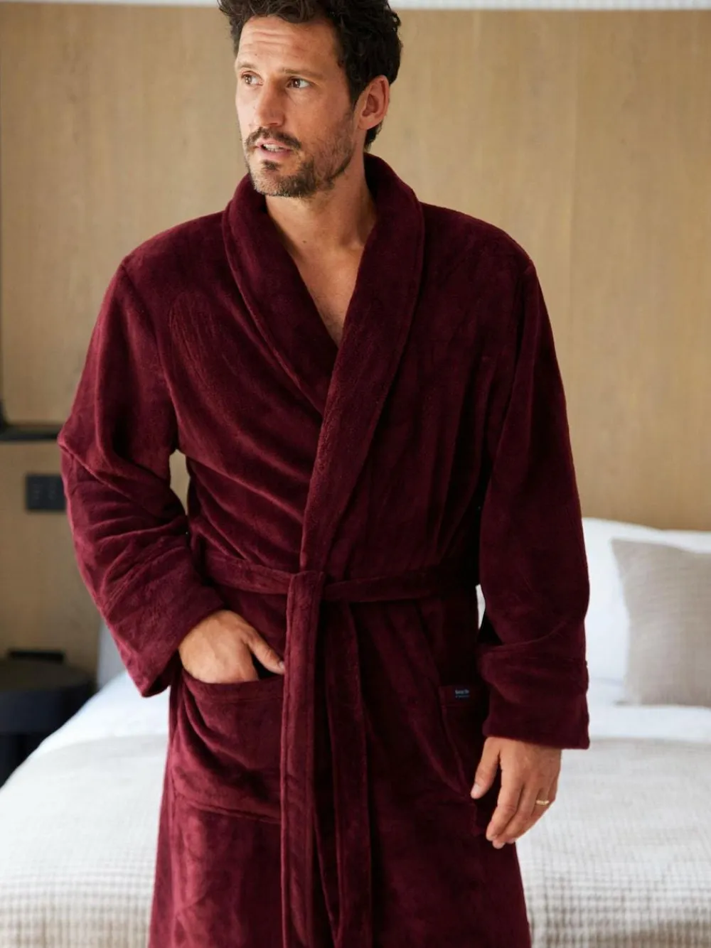 Online Savile Row Company Red Lightweight Soft Fleece Dressing Gown