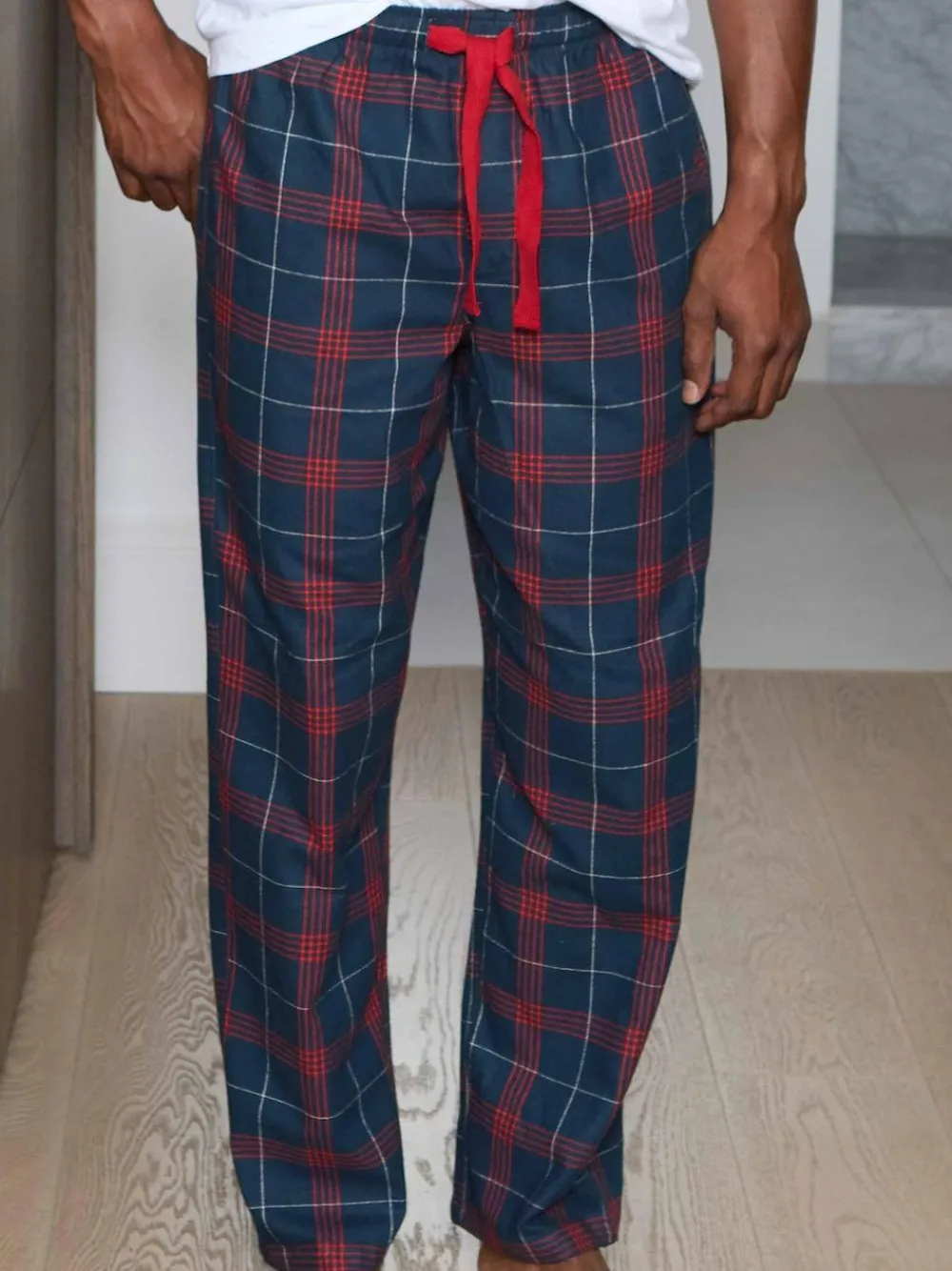 Savile Row Company Red Window Check Brushed Cotton Twill Pyjama Bottoms^ Pyjamas