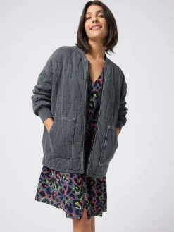 SCAMP & DUDE Black Quilted Bolt Bomber Jacket Light Washed^Women Coats & Jackets|Coats & Jackets