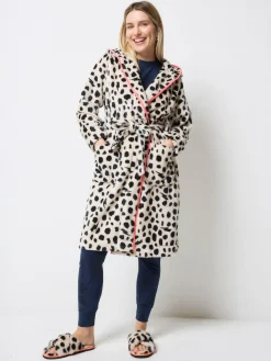SCAMP & DUDE Cream Cheetah & Lightning Bolt Dressing Robe^Women Bathrobes