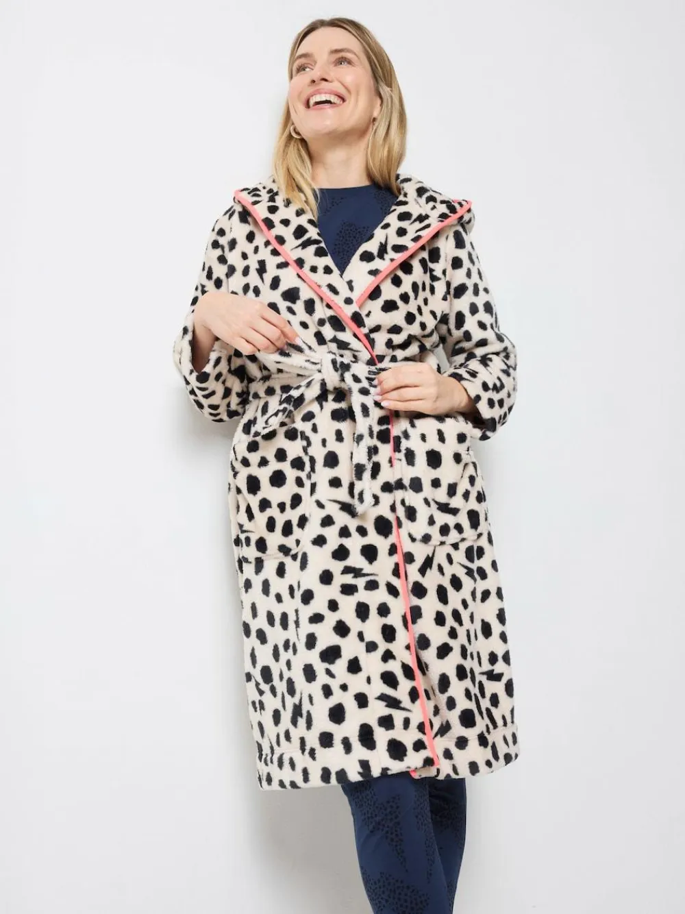 SCAMP & DUDE Cream Cheetah & Lightning Bolt Dressing Robe^Women Bathrobes