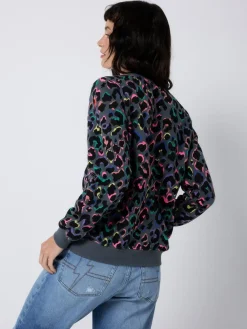 New SCAMP & DUDE Grey Classic Sweatshirt with Leopard & Lightning Bolt