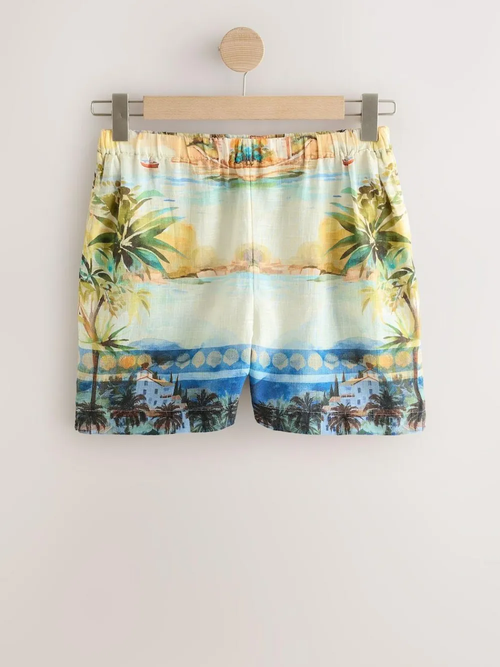 Sale Next Scenic Print Elasticated Waist Shorts with Linen