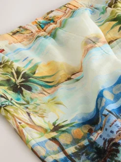 Sale Next Scenic Print Elasticated Waist Shorts with Linen