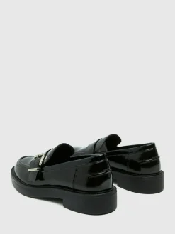 New Schuh Black Lilac Buckle Shoes