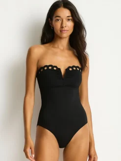 Sea Level Black Elysian V Bar Bandeau Swimsuit