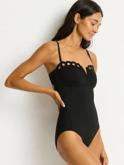 Sea Level Black Elysian V Bar Bandeau Swimsuit