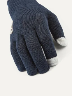 Online Sealskinz Blue Hanworth Solo Merino Gloves