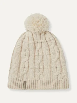 Best Sealskinz Hemsby Waterproof Cold Weather Cable Knit Bobble Hat Cream