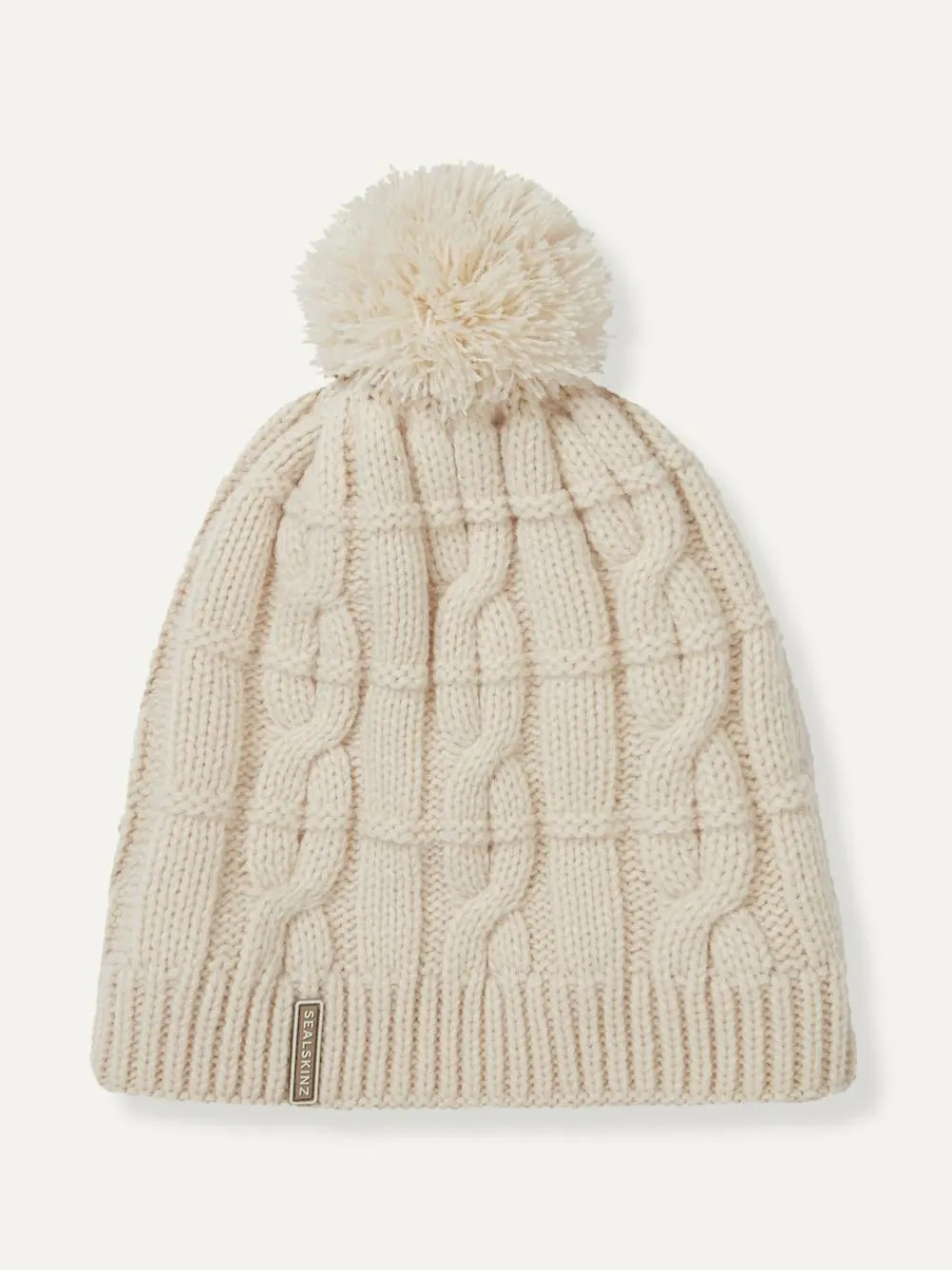Best Sealskinz Hemsby Waterproof Cold Weather Cable Knit Bobble Hat Cream