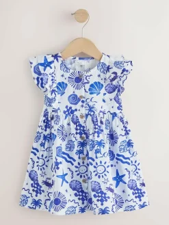 Next Seaside Print Double Ruffle Sleeve Dress (3mths-8yrs)^ Dresses|Dresses