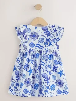 Next Seaside Print Double Ruffle Sleeve Dress (3mths-8yrs)^ Dresses|Dresses