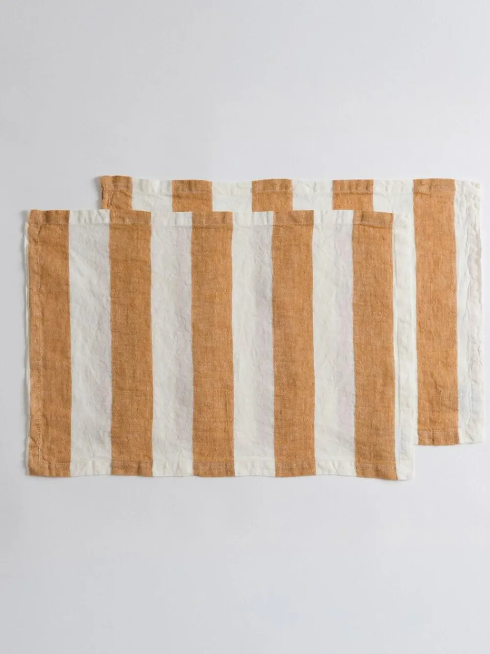 Secret Linen Store Amber Wide Stripe 100% Linen Placemats^ Table Linen, Placemats & Coasters