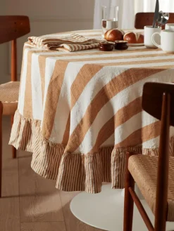 Secret Linen Store Amber Wide Stripe 100% Linen Table Cloth^ Table Linen, Placemats & Coasters|Branded Kitchenware