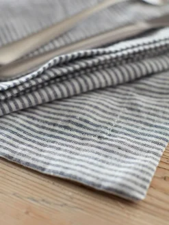 Online Secret Linen Store Sid Stripe 100% Linen Placemats French Blue