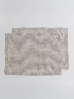 Secret Linen Store Sid Stripe 100% Linen Placemats Natural