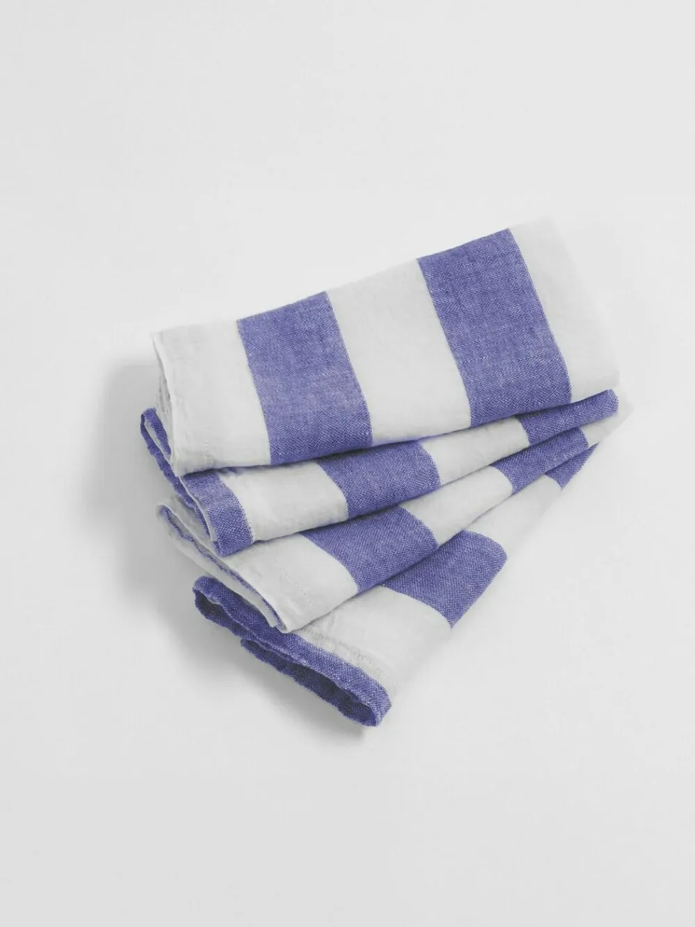 Discount Secret Linen Store Set of 4 Cobalt Wide Stripe 100% Linen Napkins